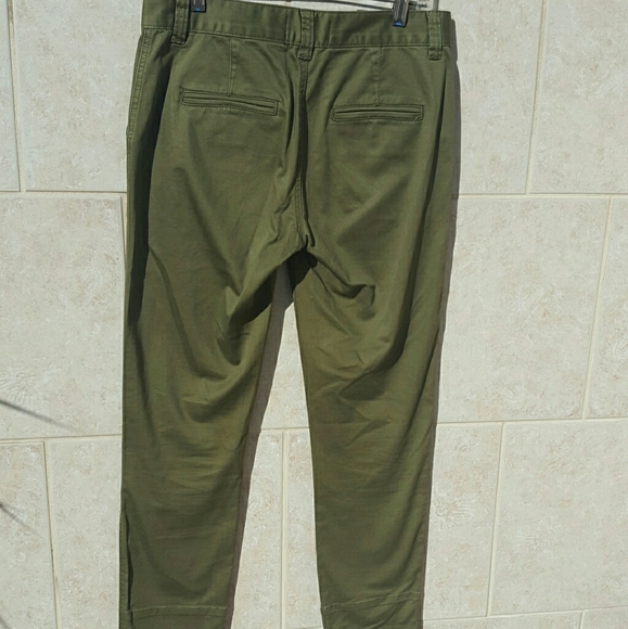 🐆 Current/Elliott The Confidant Crop Pants Size 25 Olive Green Leopard Cuff - Picture 7 of 8